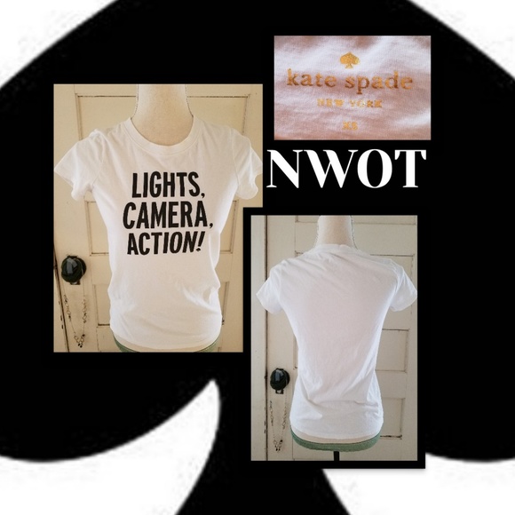 kate spade Tops - NWOT Kate Spade Lights, Camera, Action! T-shirt
